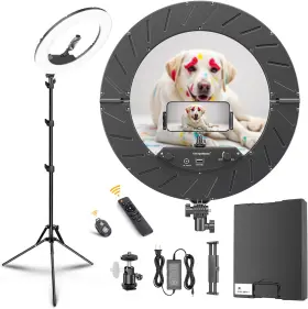 744759902313 18 Inch Ring Light Kit 55w6700k Dimmable Led Tripod Stand Remote Contro