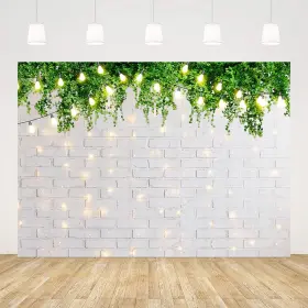 Cq242 Ablin 7x5ft Spring Theme White Brick Wall Backdrop For Photography Green