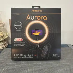 Photography-10 Acellories 816811025398 Aurora 10-inch Led Ring Light Tripod-new-video/photography-10 Brightness 1060
