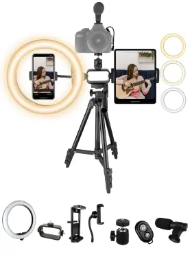 Mf5010rlk Acuvar 50-inch Tripod Stand Phone And Tablet Mount 10-inch Led Ring Light Vlogging Kit