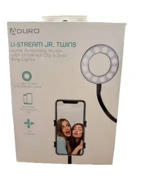Aduro 849813031661 U-stream Jr Twins Home Streaming Studio-clip And Dual Ring Lights-black