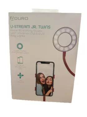 Aduro 849813031678 U-stream Jr Twins Home Streaming Studio-clip And Dual Ring Lights-mauve