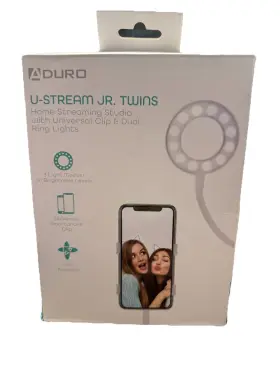 Aduro 849813031685 U-stream Jr Twins Home Streaming Studio-clip And Dual Ring Lights-white