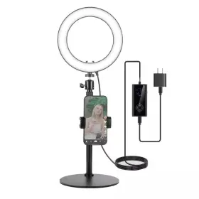 Ahfiwaso 445021683673 8 Inch White Ring Light With Stand Adjustable Cct Dimmable Scene Effects Phone Ho