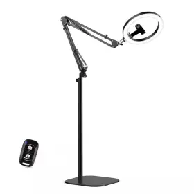 Ahfiwaso 705353691126 10 Inch Black Ring Light With Overhead Phone Mount Adjustable 70 Tripod Stand