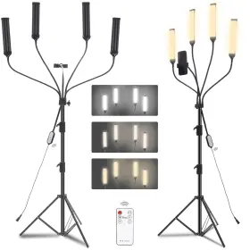 J-fl60w Aiknowfoto Four-arm Led Photography Light With Tripod Stand And 2.4g Remote 2800k-