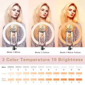 Aixpi 682141900724 Dimmable Desk Makeup Led Ring Light 10 Inch With Tripod Stand And Holder For Live S #2
