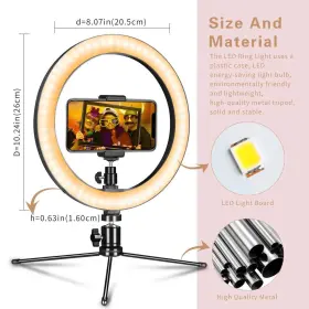 Aixpi 682141900724 Dimmable Desk Makeup Led Ring Light 10 Inch With Tripod Stand And Holder For Live S #3