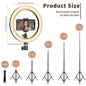 Aixpi 682141900786 Ring Light 10 Inch With 67 Extended Tripod Stand And Phone Holder For Youtube Vide #3