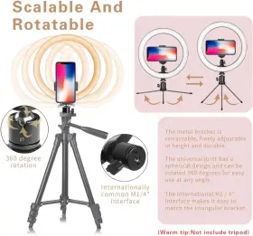 Aixpi 696567514014 Dimmable Desk Makeup Led Ring Light 10 Inch With Tripod Stand And Phone Holder For 3 #3