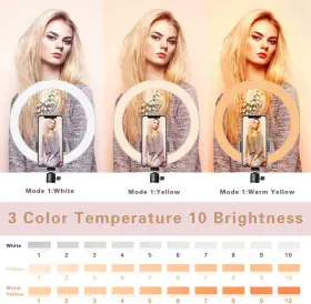 Aixpi 744759413932 Dimmable Led Ring Light 10 Inch With Tripod Stand And Phone Holder - Makeup Live #2