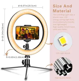 Aixpi 744759413932 Dimmable Led Ring Light 10 Inch With Tripod Stand And Phone Holder - Makeup Live #3