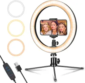Aixpi 744759413932 Dimmable Led Ring Light 10 Inch With Tripod Stand And Phone Holder - Makeup Live