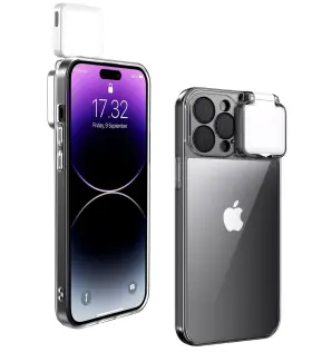 Ajdse 481426476302 For Iphone 14 Pro Max 6.7 Inch Selfie Light Case Crystal Clear Rechargeable Led