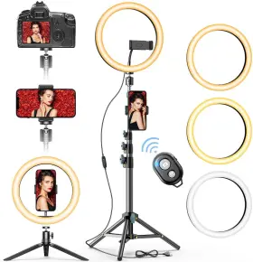 Allovit 734914583051 10 Inch Selfie Ring Light With Phone Stand And 2 Holders Beauty Led Ringlight