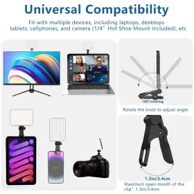 Altson 699838879720 60 Led Portable Selfie Light Video Conference Lighting With Clip And Camera Tri #2