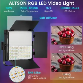 Altson 699838879812 Rgb Photography Video Lighting Kit 50w Bi-color Energy-saving Led Stud #2
