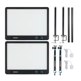 Amp0100007yk7 Amaran Verge Led Panel Light 2-pack Charcoal With 2 X Desk Clamp Stand Black