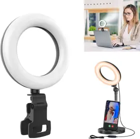F-601a Amcuke Ring Light With Stand Desk Clip Upgraded 10w 3000k-6500k Travel