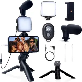 Ay-49 Amesedak Vlogging Kit For Iphone Android With Tripod 36 Led Light Youtube Starter