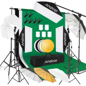 Dxe2mh Andoer Professional Softbox Photography Studio Lighting Kit With 3 Color Back