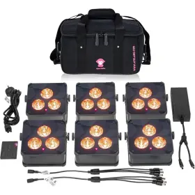 Alma2roadp6 Ape Labs Maxi 2.0 Ip - Dj Led Par Lights Wireless Battery Uplight Gray Roadpack