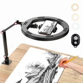 Apexel 758899803478 10 Inch Ring Light With Stand And Phone Holder Usb For Desk Remo