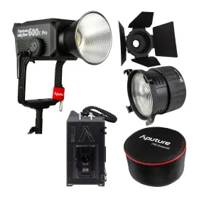 Aputure 196271306238 Light Storm 600x Pro V Mount With Fresnel And Barndoors Bundle