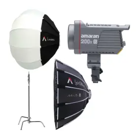 Apm022xa10k1 Aputure Amaran Cob 200x S Bi Color Led Monolight Studio Bundle W C Stand Lantern Softbox
