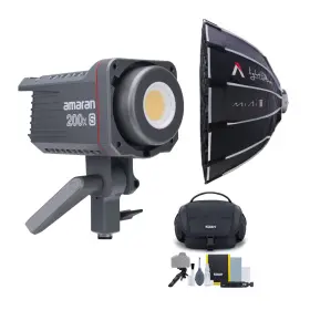 Apm022xa10k2 Aputure Amaran Cob 200x S Bi Color Led Monolight W Light Dome Mini Iii And Accessory Kit
