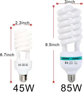 Aqirui 313050110187 2 X 85w Light Bulb 5500k Cfl Daylight Spiral Softbox In E27 Socket For Phot #3