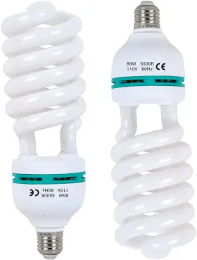 Aqirui 313050110187 2 X 85w Light Bulb 5500k Cfl Daylight Spiral Softbox In E27 Socket For Phot