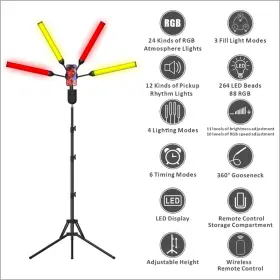 Argondetone 767552938853 Four Arms Rgb Led Light For Photography 2700k-6500k Fill Wi #2