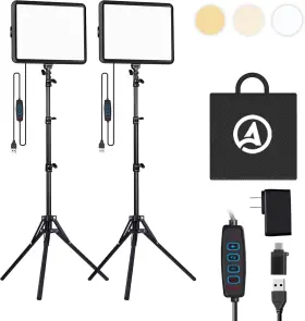 2800-6 Arsoer 313019196139 2-pack Led Photography Lighting Kit 15w Bi-color Video Light