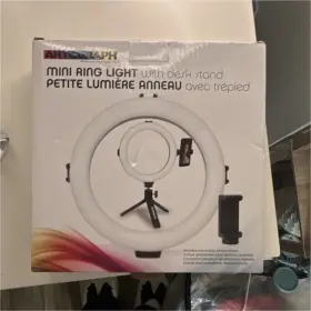 88612 Artograph Mini Ring Light Led Desk Stand Adjustable Clamp Remote Usb-powered