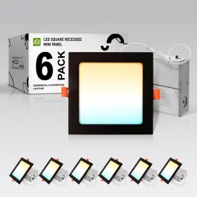 A-jbs-6d15ac-bk Asd 6p 6 Pack Led Square Recessed Lighting Inch 5 Cct 2700k-5000k Cri90 15w