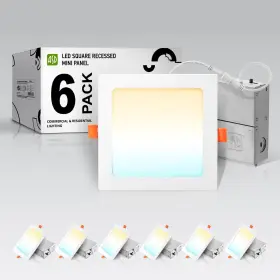 A-jbs-6d15ac-wh Asd 6p 6 Pack Led Square Recessed Lighting Inch 5 Cct 2700k-5000k Cri90 15w