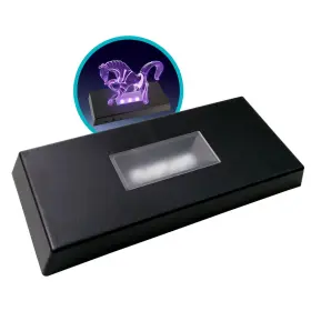 Asente 610890271161 5 Led Light Pedestal - Rectangle Matte Black Stand Base For 3d Art Glas