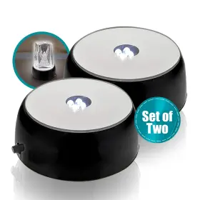 Qw-ce0g-z0io Asente 4 Led Light Stand Base - Circular Display Pedestal For 3d Crystal Glass Art