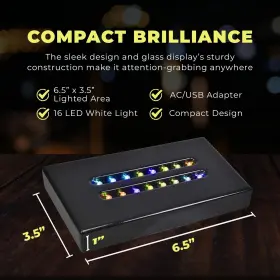 Ru-efgv-44ww Asente 16 Led Color Changing Light Base For Glass Art - Black Lacquer Double Line Le #3