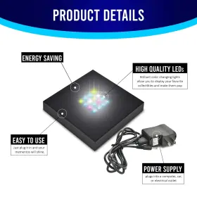 Xr-116c Asente 16 Led Multi Color Light Stand Base - Square Display Pedestal For 3d Crystal #2