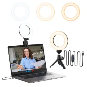 Atumtek 973383079434 Ring Light For Laptop 2800k6600k 5 Inch Dimmable Led With Mini Tripod And
