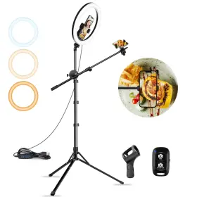Aureday 706531733522 12 Selfie Ring Light With Stand And Extendable Arm-overhead Ringlig