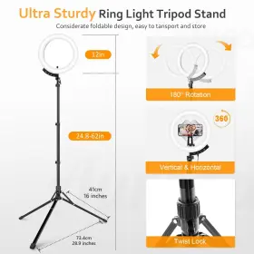 Aureday 731052301684 12ftft Selfie Ring Light With 62ftft Tripod Stand And Magnetic Phone Hold #3