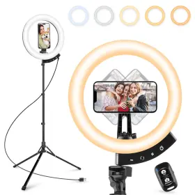 Aureday 731052301684 12ftft Selfie Ring Light With 62ftft Tripod Stand And Magnetic Phone Hold