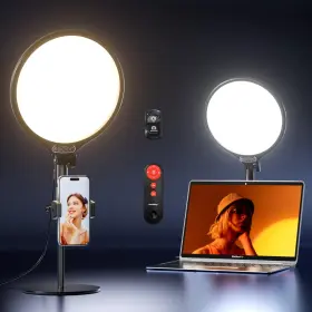 Aureday 731052301714 10.5 Inch Dimmable Desktop Ring Light With Stand And Phone Holder 24w Ful