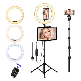 Aywyl 779776776302 Ring Light With Stand And Phone Holder 10ftft Led Selfie Tripo