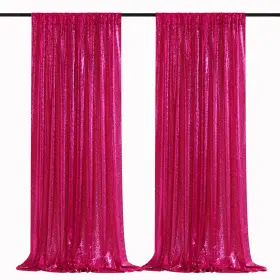 B-cool 768553147718 Sequin Backdrop Curtains 2 Panels 2ftx8ft Glitter Fuchsia Hot Pink