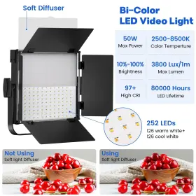 Bansine 662652888629 Photography Video Continuous Output Lighting Kit 2pack Upgraded Bi-color Led #2