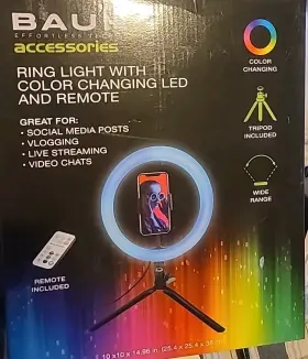 Bauhn 099100337273 Ring Light With Color Changing Led And Remote Unused